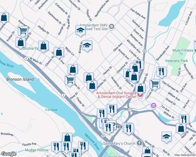 map of restaurants, bars, coffee shops, grocery stores, and more near 5 Orange Street in Amsterdam