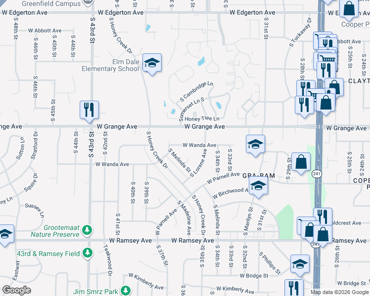 map of restaurants, bars, coffee shops, grocery stores, and more near 3529 West Wanda Avenue in Milwaukee