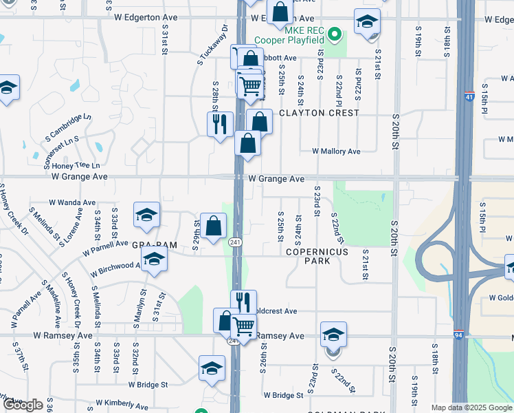 map of restaurants, bars, coffee shops, grocery stores, and more near 5557 South 26th Street in Milwaukee