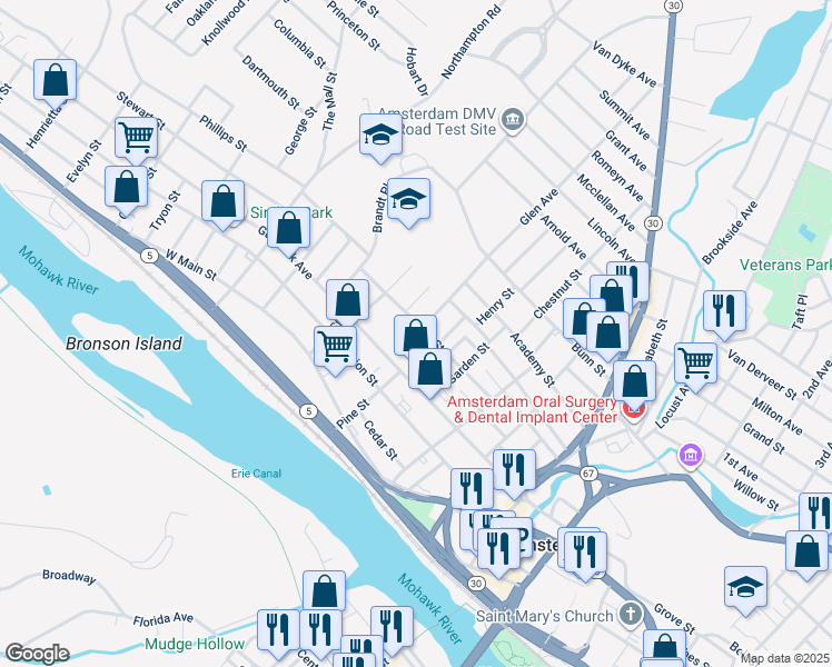 map of restaurants, bars, coffee shops, grocery stores, and more near 56 Union Street in Amsterdam