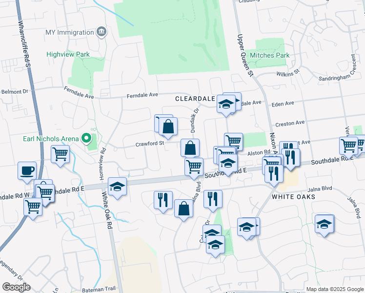 map of restaurants, bars, coffee shops, grocery stores, and more near 825 Dundalk Drive in London
