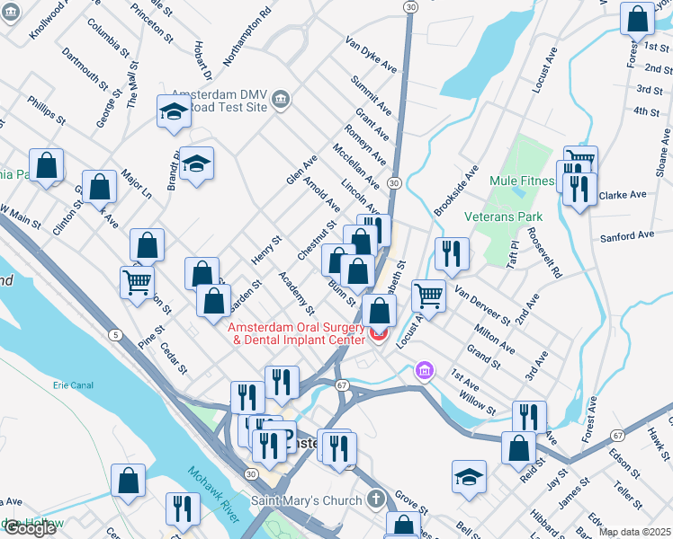 map of restaurants, bars, coffee shops, grocery stores, and more near 26 Bunn Street in Amsterdam