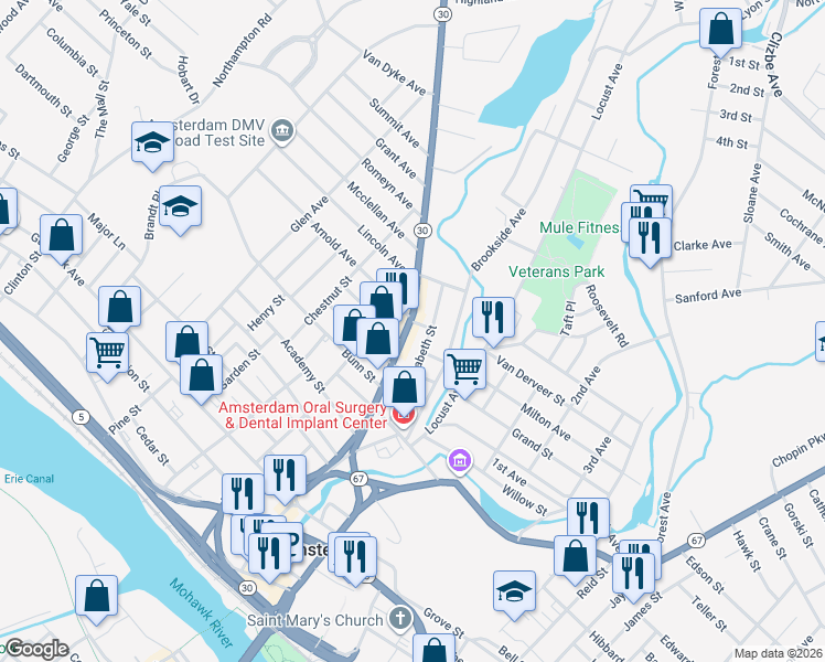 map of restaurants, bars, coffee shops, grocery stores, and more near 149 Market Street in Amsterdam