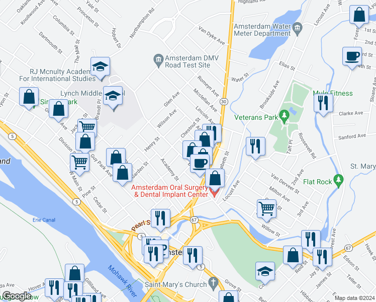 map of restaurants, bars, coffee shops, grocery stores, and more near 40 Storrie Street in Amsterdam