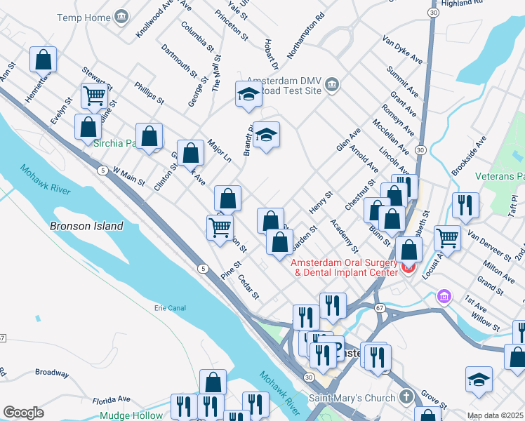 map of restaurants, bars, coffee shops, grocery stores, and more near 56 Union Street in Amsterdam