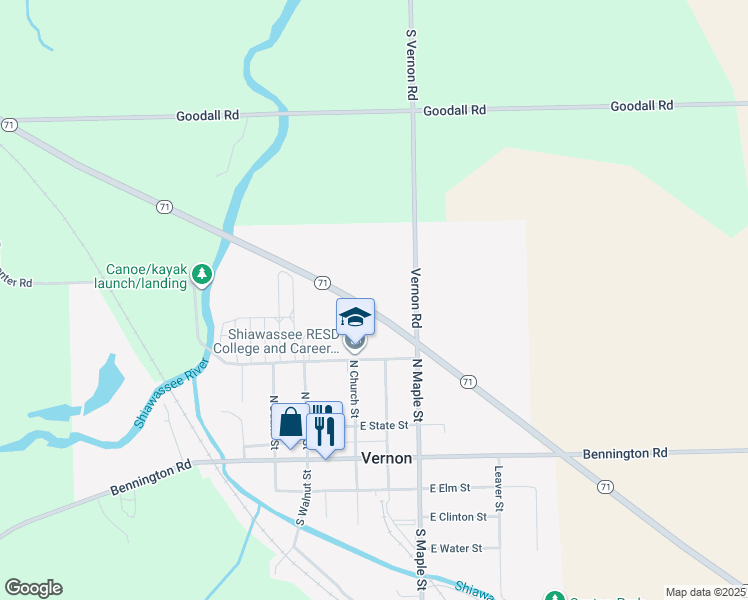 map of restaurants, bars, coffee shops, grocery stores, and more near in Vernon