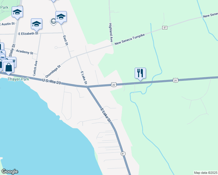 map of restaurants, bars, coffee shops, grocery stores, and more near 1333 U.S. 20 in Skaneateles