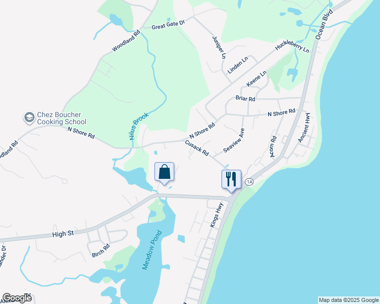map of restaurants, bars, coffee shops, grocery stores, and more near 1 Salt Meadows in Hampton