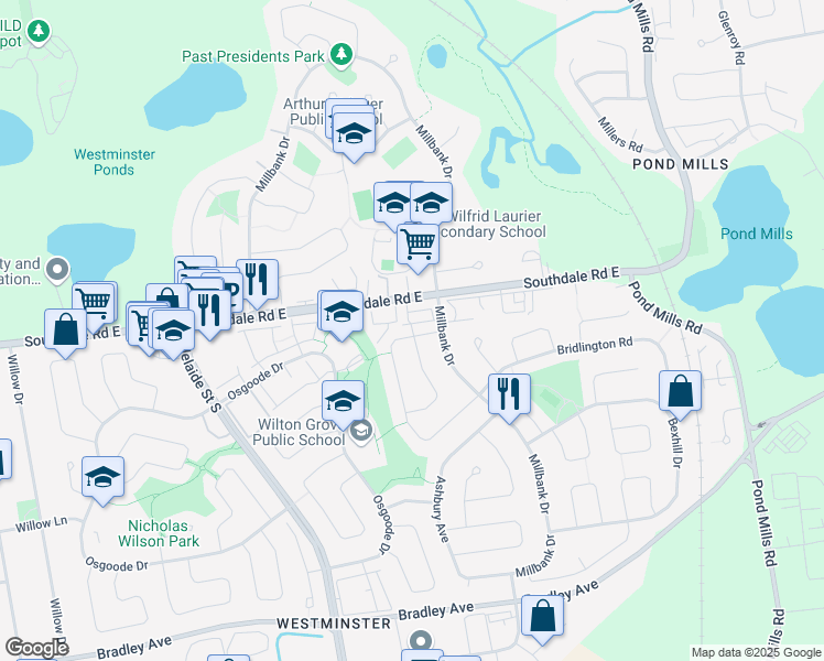 map of restaurants, bars, coffee shops, grocery stores, and more near in London