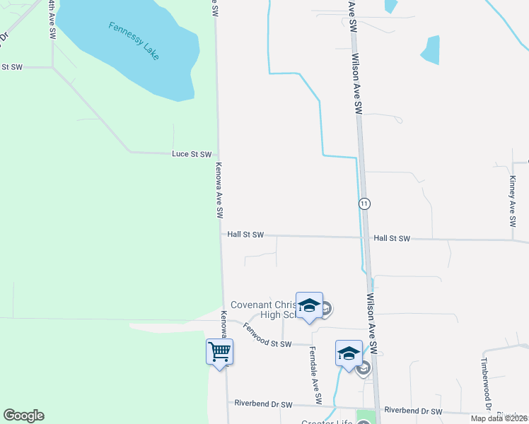 map of restaurants, bars, coffee shops, grocery stores, and more near 4721 Hall Street Southwest in Grand Rapids