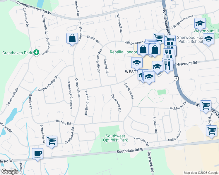 map of restaurants, bars, coffee shops, grocery stores, and more near in London