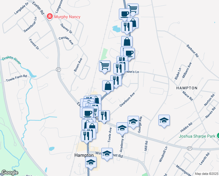 map of restaurants, bars, coffee shops, grocery stores, and more near 620 U.S. 1 in Hampton