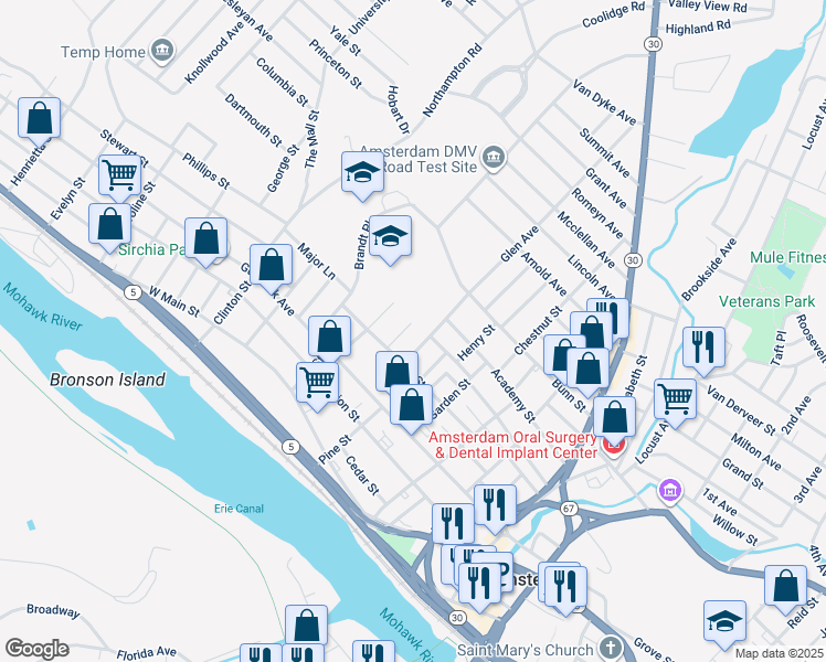 map of restaurants, bars, coffee shops, grocery stores, and more near 26 Glen Avenue in Amsterdam