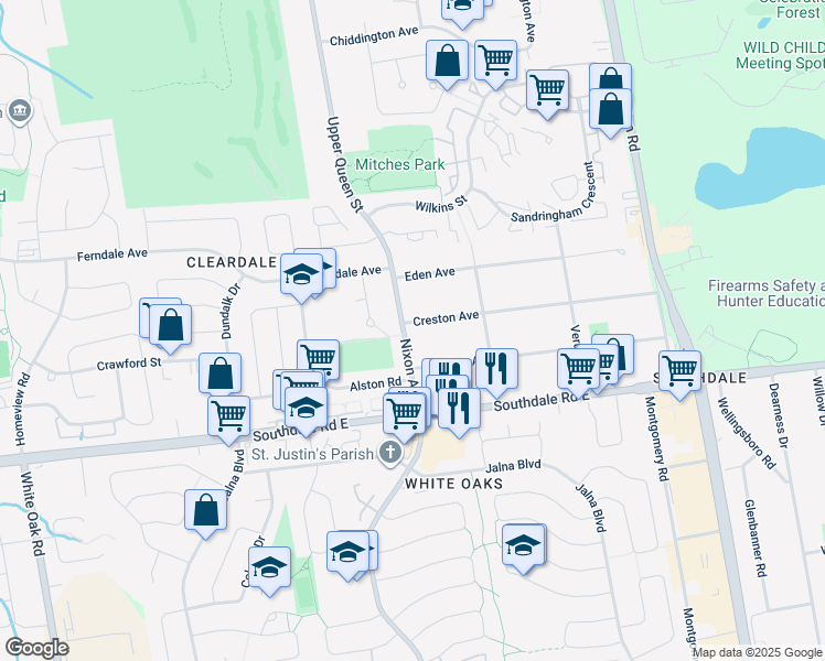 map of restaurants, bars, coffee shops, grocery stores, and more near 511 Creston Avenue in London