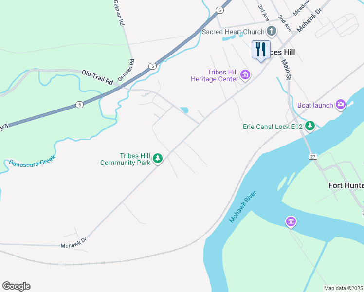 map of restaurants, bars, coffee shops, grocery stores, and more near 441 Mohawk Drive in Fonda