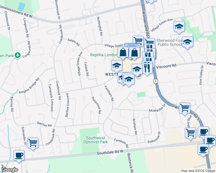 map of restaurants, bars, coffee shops, grocery stores, and more near 812 Farnham Road in London