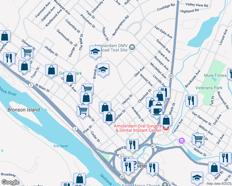 map of restaurants, bars, coffee shops, grocery stores, and more near 26 Glen Avenue in Amsterdam