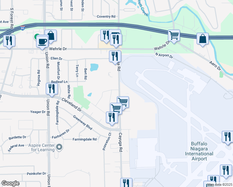 map of restaurants, bars, coffee shops, grocery stores, and more near 9 Isabelle Road in Buffalo