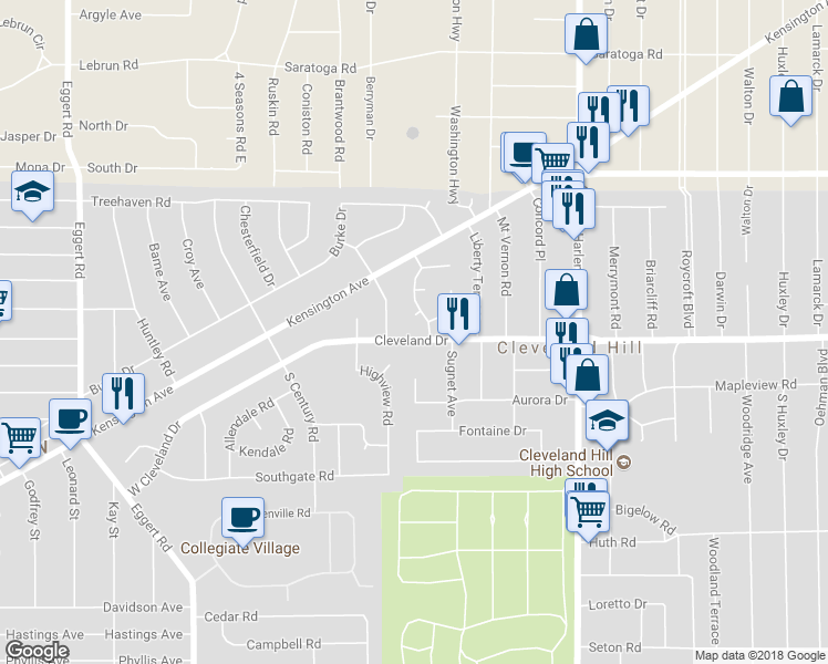 map of restaurants, bars, coffee shops, grocery stores, and more near 248 Cleveland Drive in Buffalo