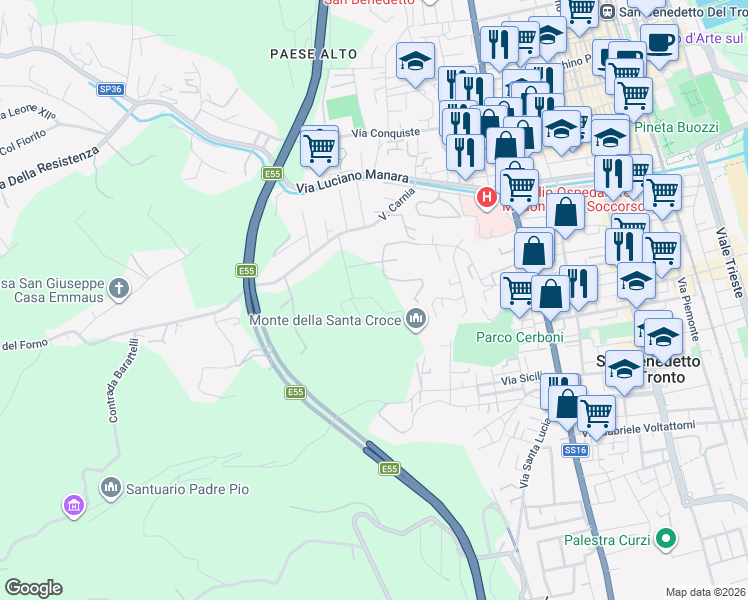 map of restaurants, bars, coffee shops, grocery stores, and more near 1 Contrada Valle del Forno in San Benedetto del Tronto