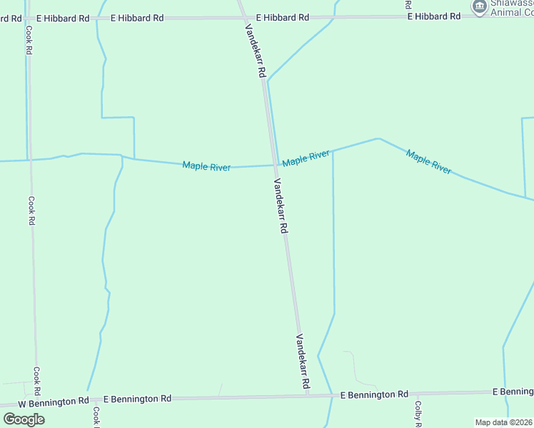 map of restaurants, bars, coffee shops, grocery stores, and more near 3600 Vandecarr Road in Owosso