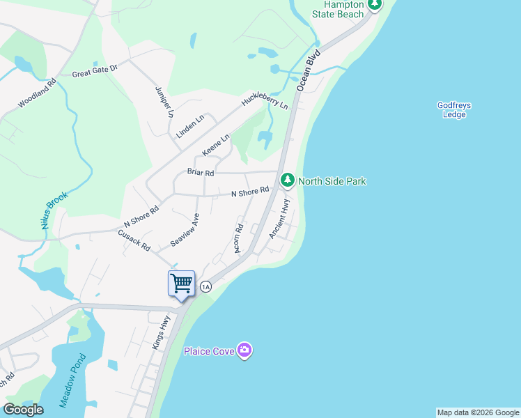 map of restaurants, bars, coffee shops, grocery stores, and more near 48 Acorn Road in Hampton