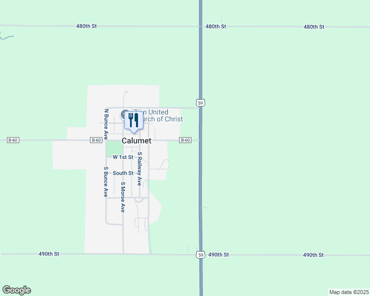map of restaurants, bars, coffee shops, grocery stores, and more near 6291-6299 East 2nd Street in Paullina