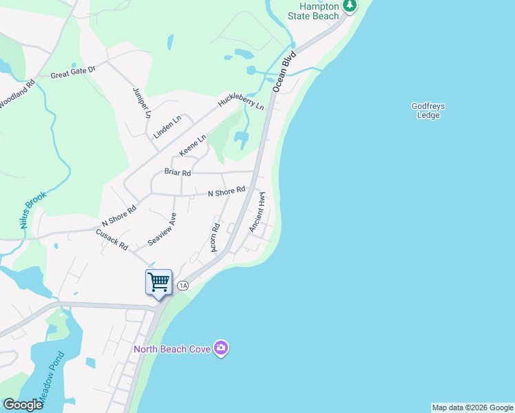 map of restaurants, bars, coffee shops, grocery stores, and more near 51 Ancient Highway in Hampton