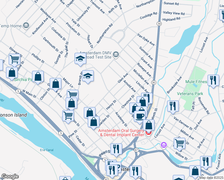 map of restaurants, bars, coffee shops, grocery stores, and more near 53 Glen Avenue in Amsterdam