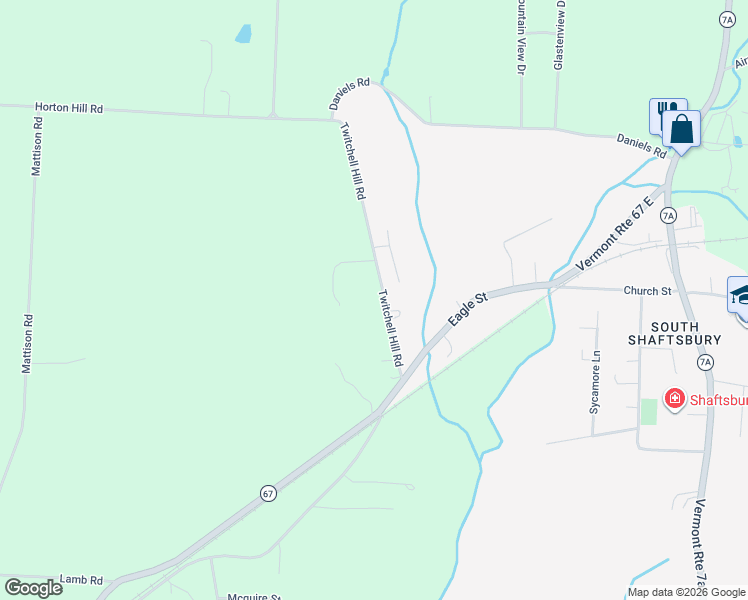 map of restaurants, bars, coffee shops, grocery stores, and more near 225 Twitchell Hill Road in Shaftsbury