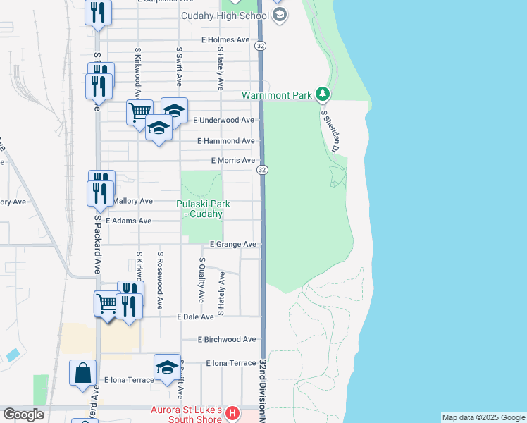 map of restaurants, bars, coffee shops, grocery stores, and more near 3957A East Mallory Avenue in Cudahy