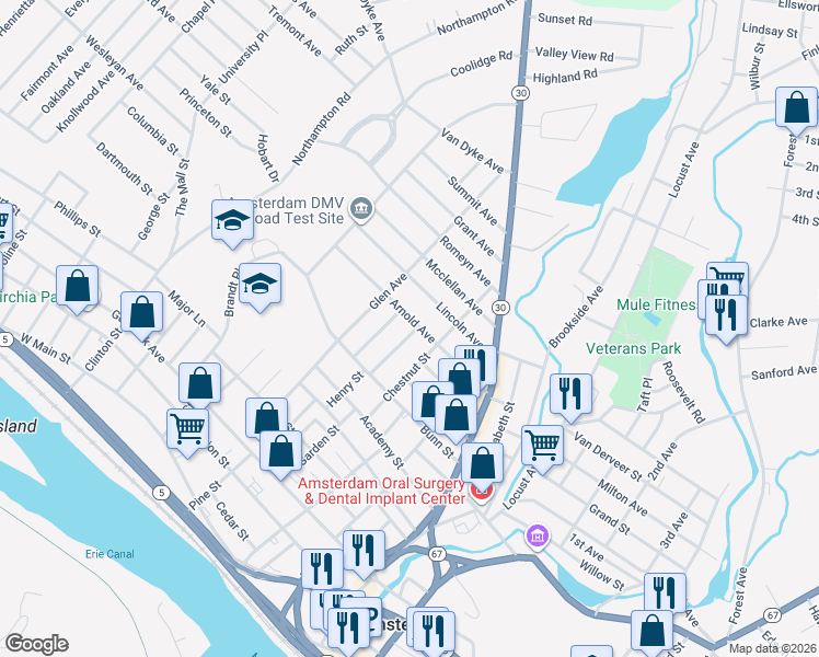 map of restaurants, bars, coffee shops, grocery stores, and more near 45 Arnold Avenue in Amsterdam