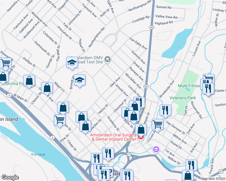 map of restaurants, bars, coffee shops, grocery stores, and more near 20 Wilson Avenue in Amsterdam