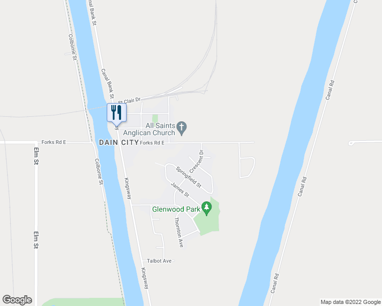map of restaurants, bars, coffee shops, grocery stores, and more near 4 Richmond Street in Welland