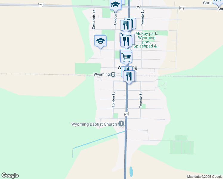 map of restaurants, bars, coffee shops, grocery stores, and more near 560 London Street in Plympton-Wyoming