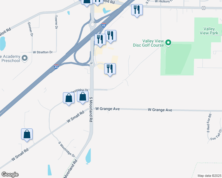 map of restaurants, bars, coffee shops, grocery stores, and more near 15200 West Small Road in New Berlin