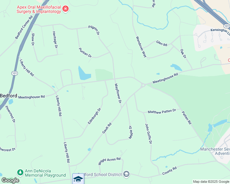 map of restaurants, bars, coffee shops, grocery stores, and more near 10 Edinburgh Drive in Bedford