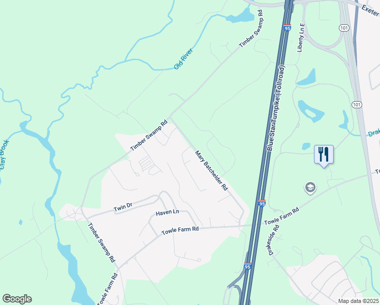 map of restaurants, bars, coffee shops, grocery stores, and more near 23A Purington Lane in Hampton