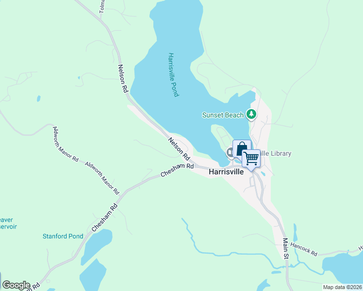 map of restaurants, bars, coffee shops, grocery stores, and more near 26 Nelson Road in Harrisville