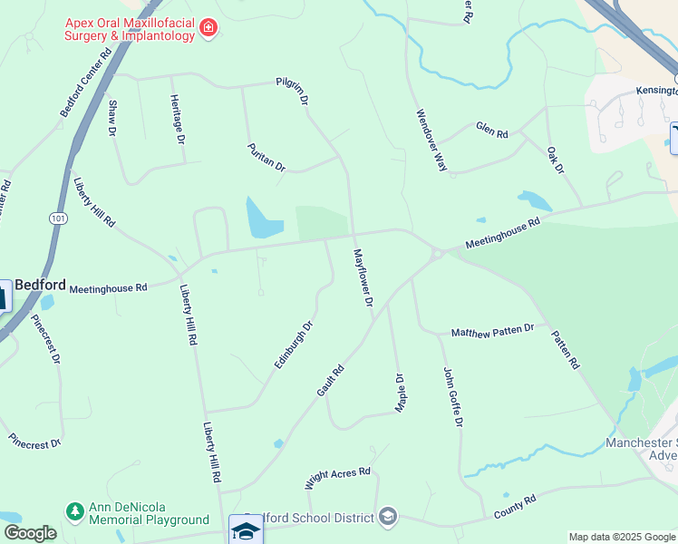 map of restaurants, bars, coffee shops, grocery stores, and more near 10 Edinburgh Drive in Bedford