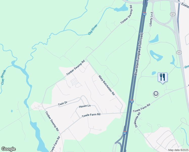 map of restaurants, bars, coffee shops, grocery stores, and more near 23A Purington Lane in Hampton