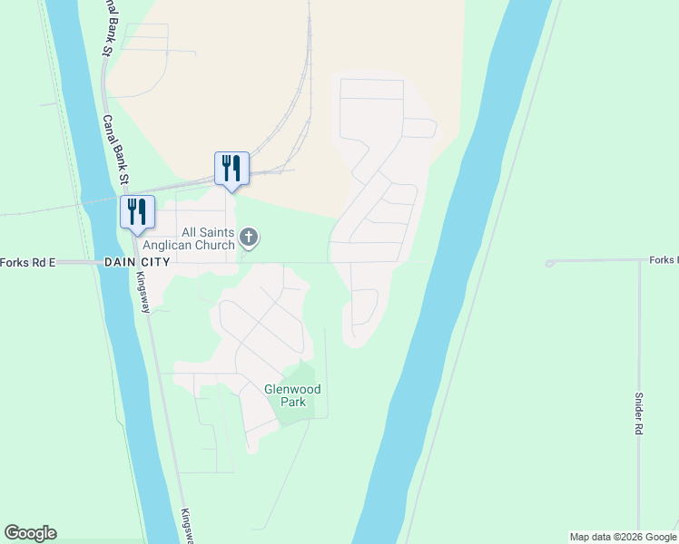 map of restaurants, bars, coffee shops, grocery stores, and more near in Welland