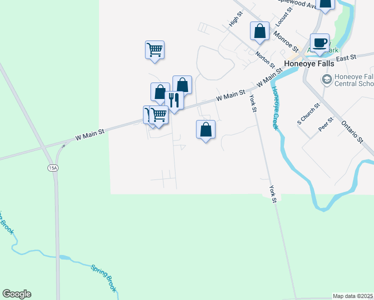 map of restaurants, bars, coffee shops, grocery stores, and more near 1000 Pine Trail in Honeoye Falls