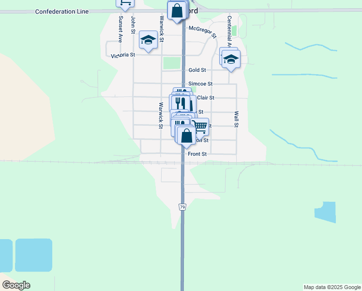 map of restaurants, bars, coffee shops, grocery stores, and more near 5277 Nauvoo Road in Watford