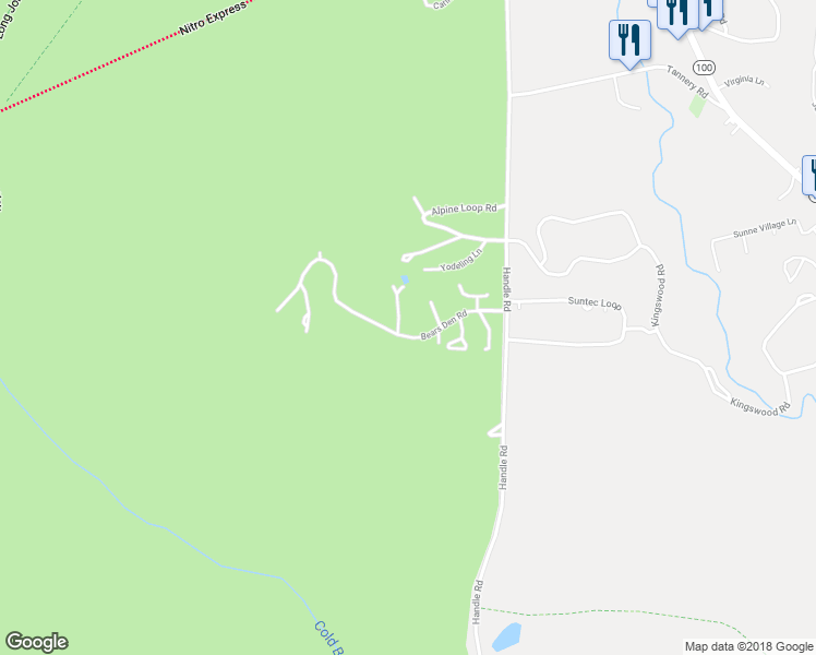 map of restaurants, bars, coffee shops, grocery stores, and more near 22 Bears Den Road in Dover