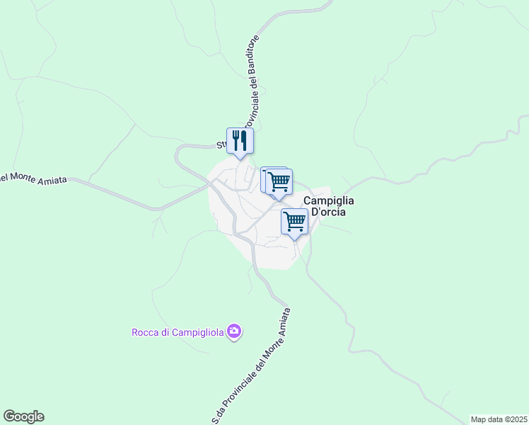 map of restaurants, bars, coffee shops, grocery stores, and more near 51 Via Santa Maria in Campiglia D'orcia
