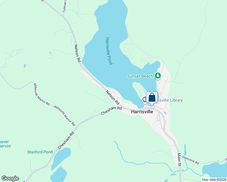 map of restaurants, bars, coffee shops, grocery stores, and more near 26 Nelson Road in Harrisville