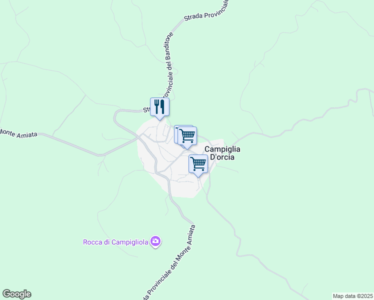 map of restaurants, bars, coffee shops, grocery stores, and more near 19 Via della Chiesa in Campiglia D'orcia