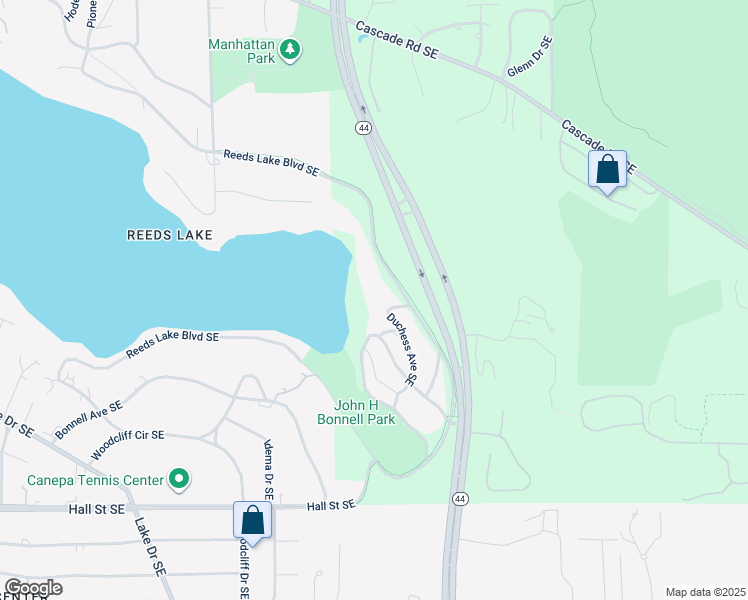 map of restaurants, bars, coffee shops, grocery stores, and more near 3985 Reeds Lake Boulevard Southeast in Grand Rapids