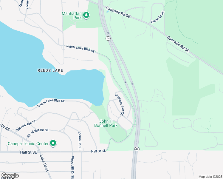 map of restaurants, bars, coffee shops, grocery stores, and more near 3985 Reeds Lake Boulevard Southeast in Grand Rapids